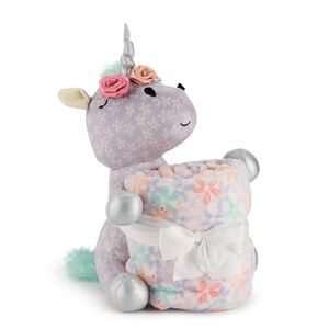 Adorable Purple Unicorn Buddy Plush with Throw Blanked 50x60 in. Set of 2pc New